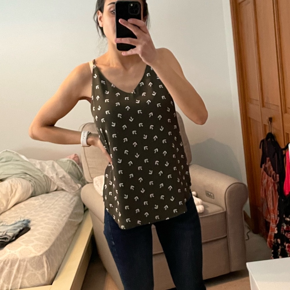 LOFT dark green flowy tank!